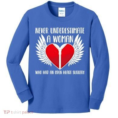Never Underestimate A Who Had An Open Heart Surgery Gift Kids Long Sleeve Shirt
