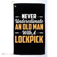 Never Underestimate An Old With A Lockpick Locksmith Gift Golf Towel thumb 0