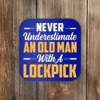 Never Underestimate An Old With A Lockpick Locksmith Gift Coaster thumb 0