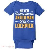 Never Underestimate An Old With A Lockpick Locksmith Gift Baby Bodysuit thumb 0