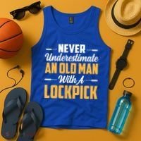 Never Underestimate An Old With A Lockpick Locksmith Gift Tank Top thumb 4