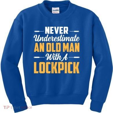 Never Underestimate An Old With A Lockpick Locksmith Gift Kids Sweatshirt