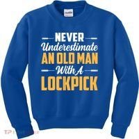 Never Underestimate An Old With A Lockpick Locksmith Gift Kids Sweatshirt thumb 0