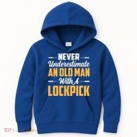 Never Underestimate An Old With A Lockpick Locksmith Gift Kids Hoodie thumb 0