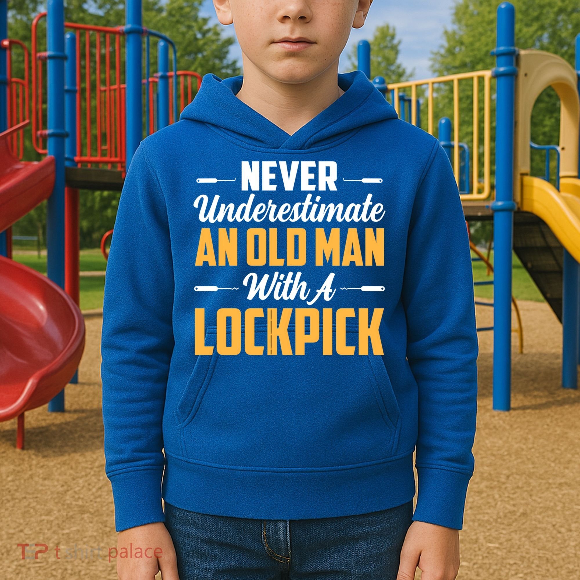 Never Underestimate An Old With A Lockpick Locksmith Gift Kids Hoodie