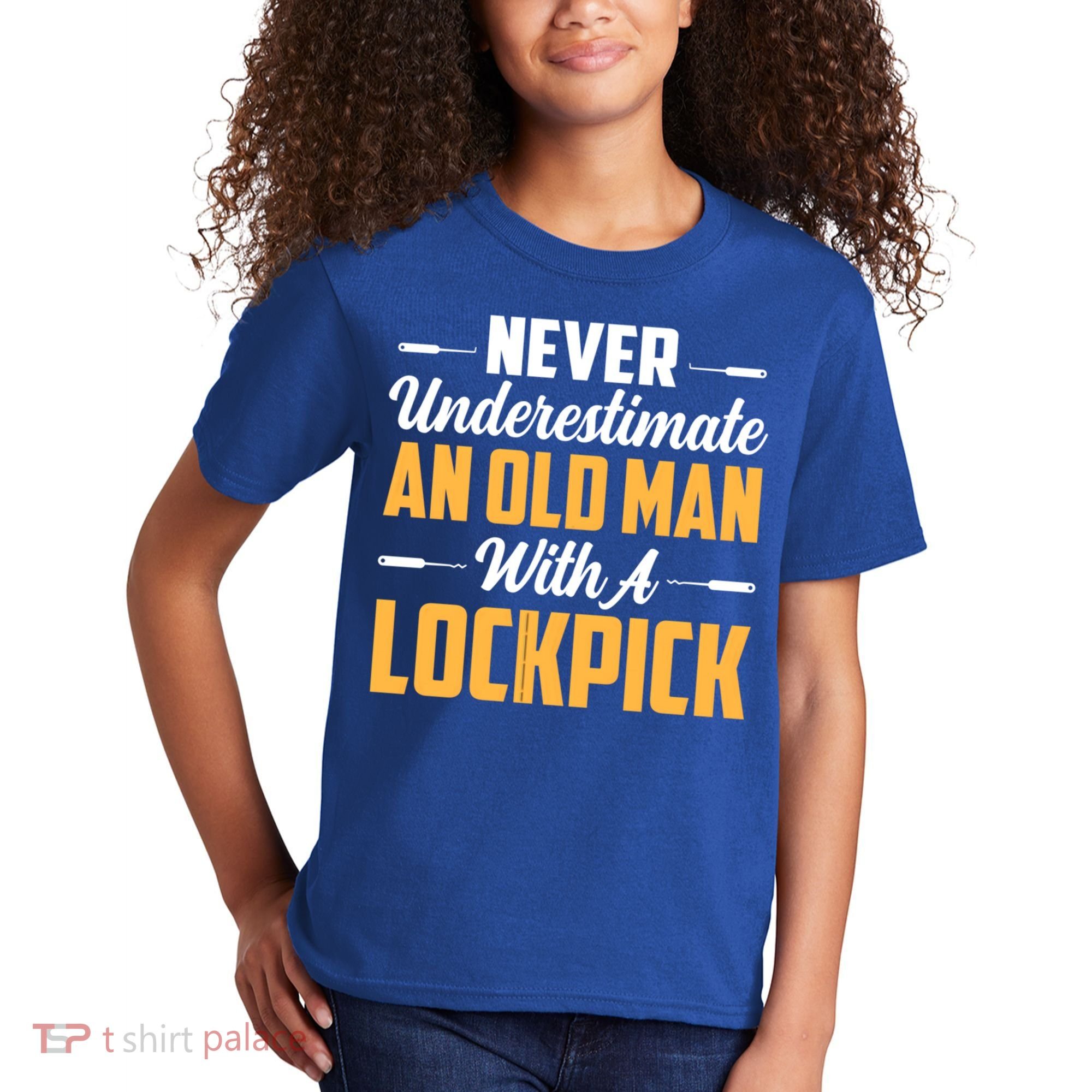 Never Underestimate An Old With A Lockpick Locksmith Gift Kids T-Shirt
