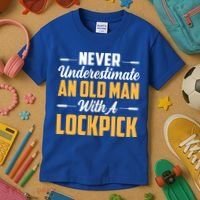 Never Underestimate An Old With A Lockpick Locksmith Gift Kids T-Shirt thumb 3