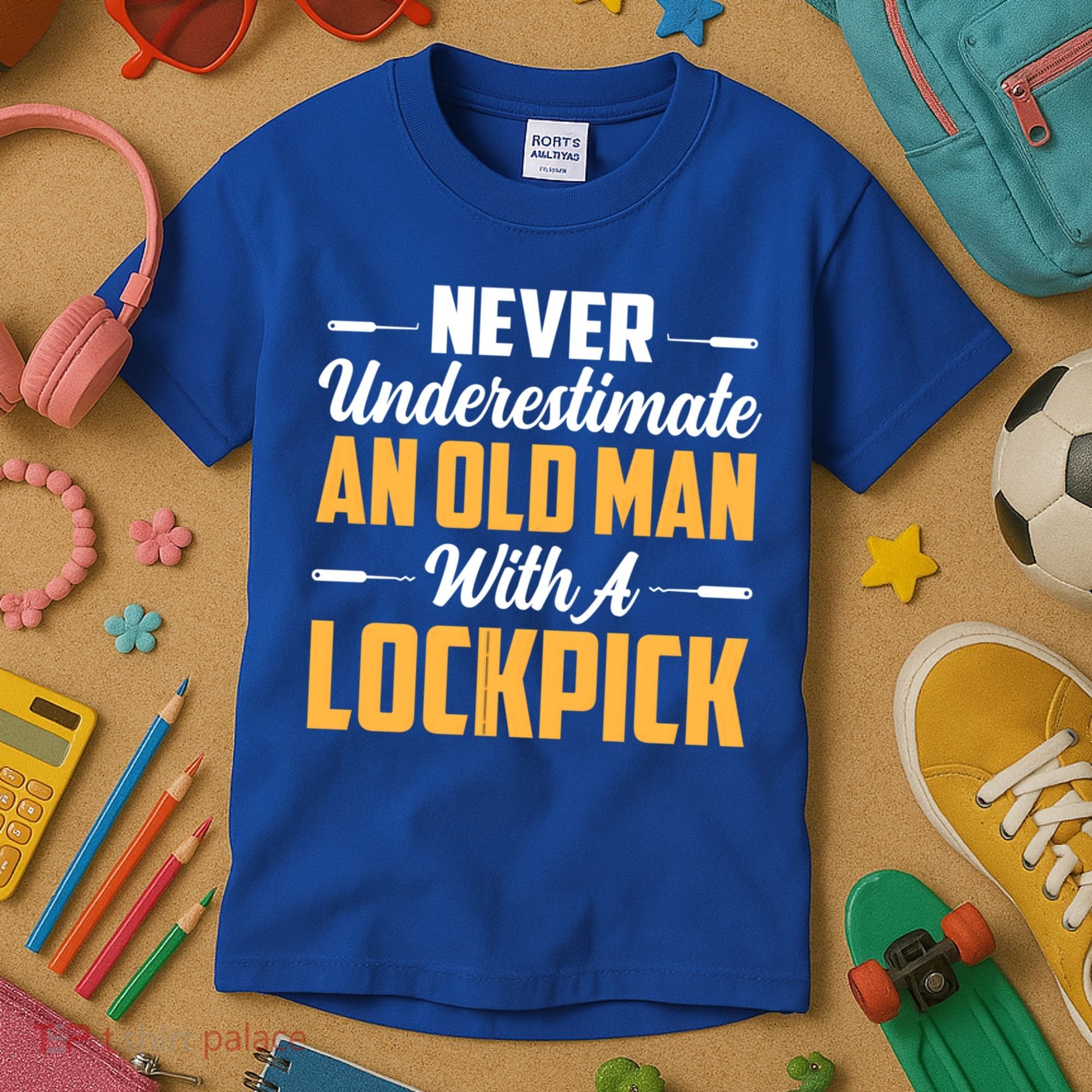 Never Underestimate An Old With A Lockpick Locksmith Gift Kids T-Shirt