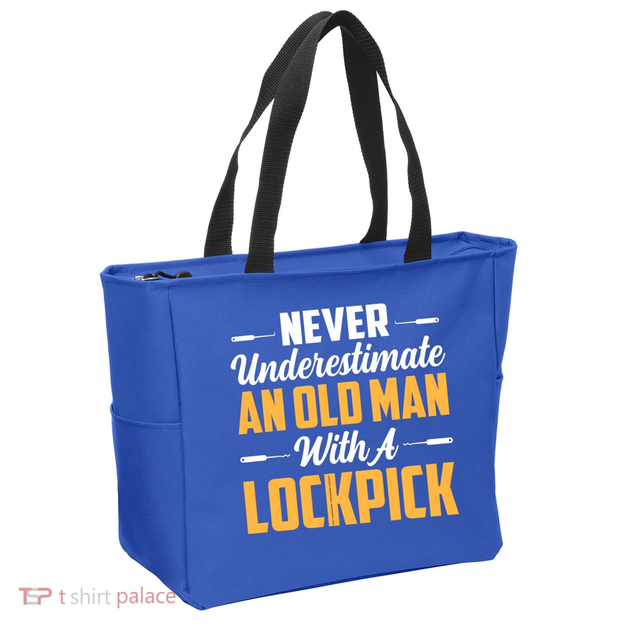 Never Underestimate An Old With A Lockpick Locksmith Gift Tote Bag