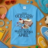 Never Underestimate An Old Lady Who Reads Many Books Gift Kids T-Shirt thumb 3