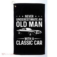 Never Underestimate An Old With A Classic Muscle Car Gift Golf Towel thumb 0