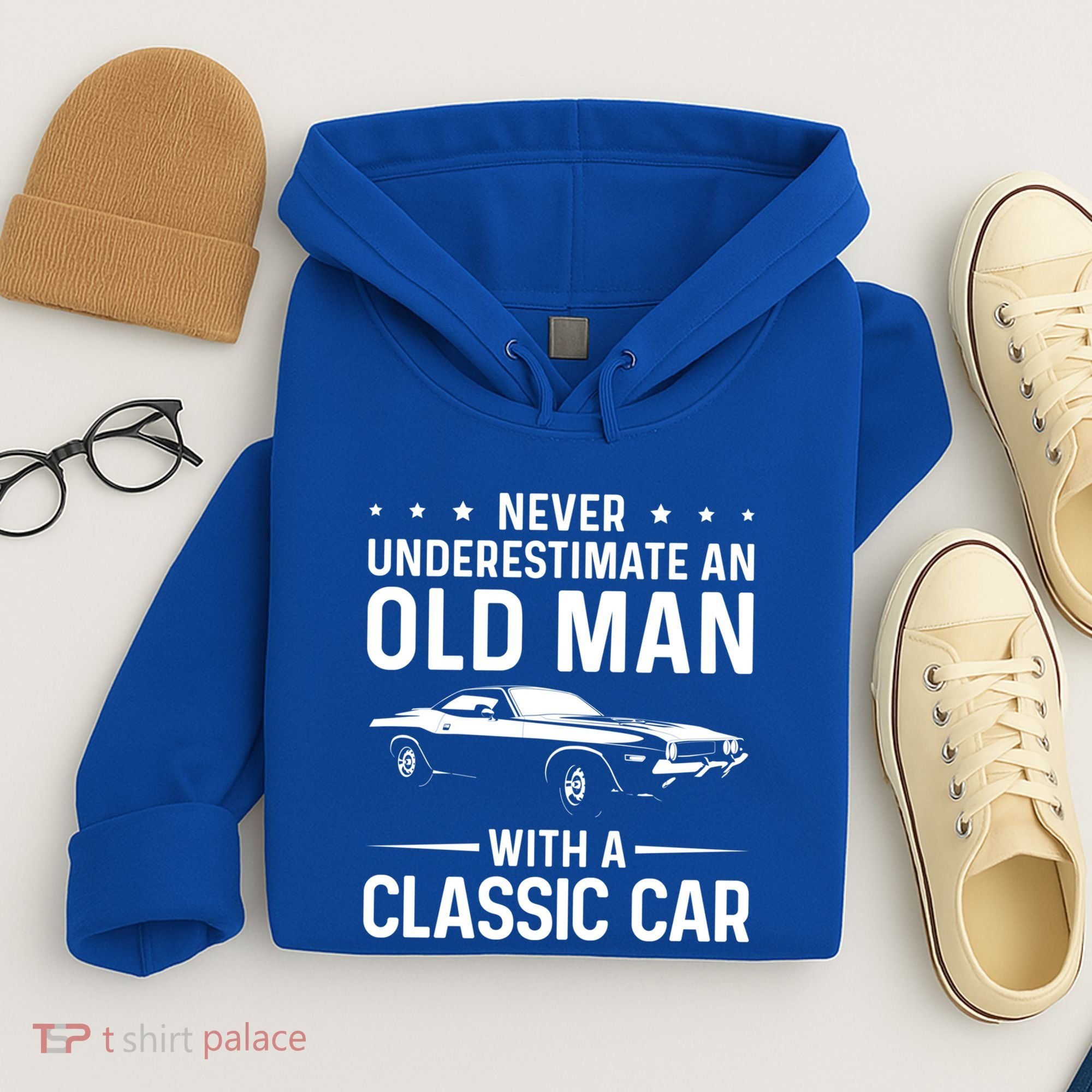 Never Underestimate An Old With A Classic Muscle Car Gift Hoodie