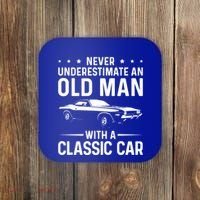 Never Underestimate An Old With A Classic Muscle Car Gift Coaster thumb 0