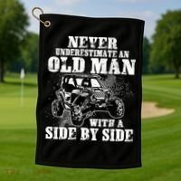 Never Underestimate An Old Man Funny Golf Towel thumb 1
