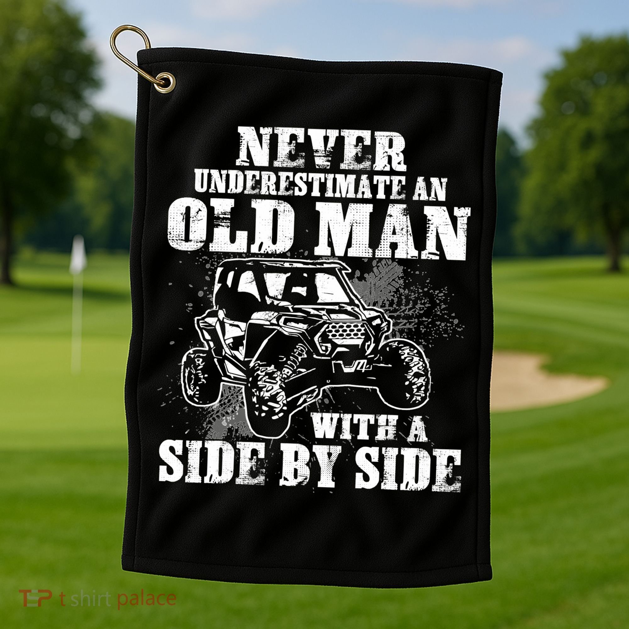 Never Underestimate An Old Man Funny Golf Towel