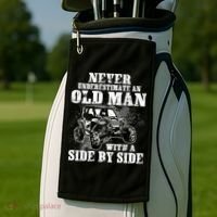 Never Underestimate An Old Man Funny Golf Towel thumb 2