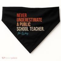 Never Underestimate A Public School Teacher Harris Walz 2024 USA-Made Doggie Bandana thumb 0
