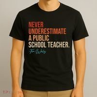 Never Underestimate A Public School Teacher Harris Walz 2024 T-Shirt thumb 3