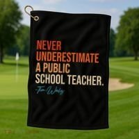 Never Underestimate A Public School Teacher Harris Walz 2024 Golf Towel thumb 1