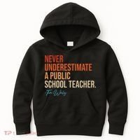 Never Underestimate A Public School Teacher Harris Walz 2024 Kids Hoodie thumb 0