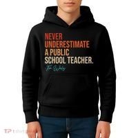 Never Underestimate A Public School Teacher Harris Walz 2024 Kids Hoodie thumb 4