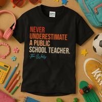 Never Underestimate A Public School Teacher Harris Walz 2024 Kids T-Shirt thumb 3