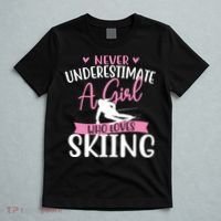 Never Underestimate A Girl Who Loves Skiing Skier Ski T-Shirt thumb 5