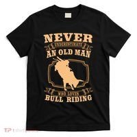 Never Underestimate An Old Man Bull Riding Rodeo Sport T-Shirt thumb 0
