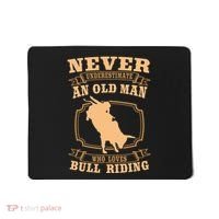 Never Underestimate An Old Man Bull Riding Rodeo Sport Mousepad thumb 0