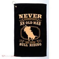 Never Underestimate An Old Man Bull Riding Rodeo Sport Golf Towel thumb 0