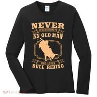 Never Underestimate An Old Man Bull Riding Rodeo Sport Women's Long Sleeve Shirt thumb 0