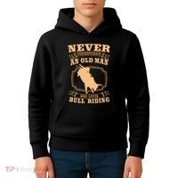 Never Underestimate An Old Man Bull Riding Rodeo Sport Kids Hoodie thumb 4