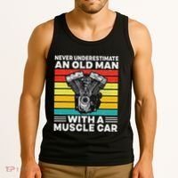 Never Underestimate An Old Man With A Muscle Car Tank Top thumb 3
