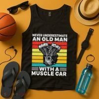 Never Underestimate An Old Man With A Muscle Car Tank Top thumb 4