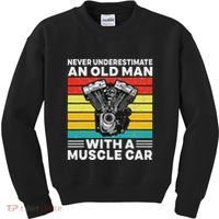 Never Underestimate An Old Man With A Muscle Car Kids Sweatshirt thumb 0