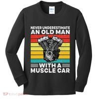 Never Underestimate An Old Man With A Muscle Car Kids Long Sleeve Shirt thumb 0