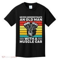 Never Underestimate An Old Man With A Muscle Car Kids T-Shirt thumb 0