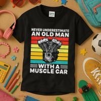 Never Underestimate An Old Man With A Muscle Car Kids T-Shirt thumb 3