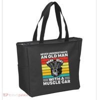 Never Underestimate An Old Man With A Muscle Car Tote Bag thumb 2