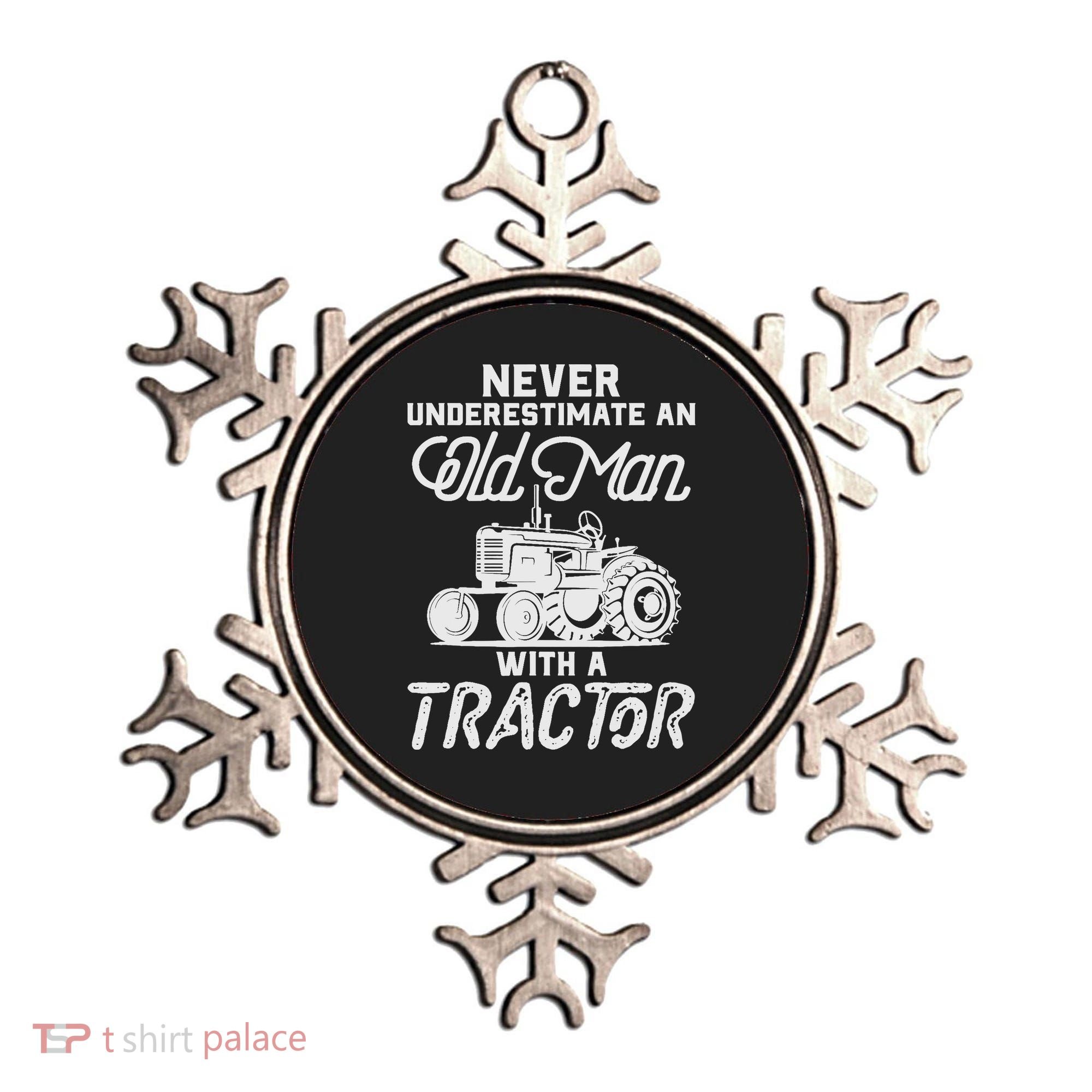 Never Underestimate An Old Man With A Tractor - Funny Farmer Ornament
