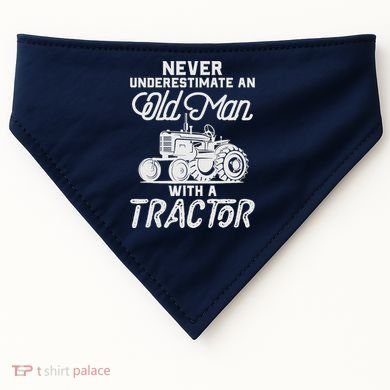 Never Underestimate An Old Man With A Tractor - Funny Farmer USA-Made Doggie Bandana