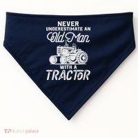 Never Underestimate An Old Man With A Tractor - Funny Farmer USA-Made Doggie Bandana thumb 0