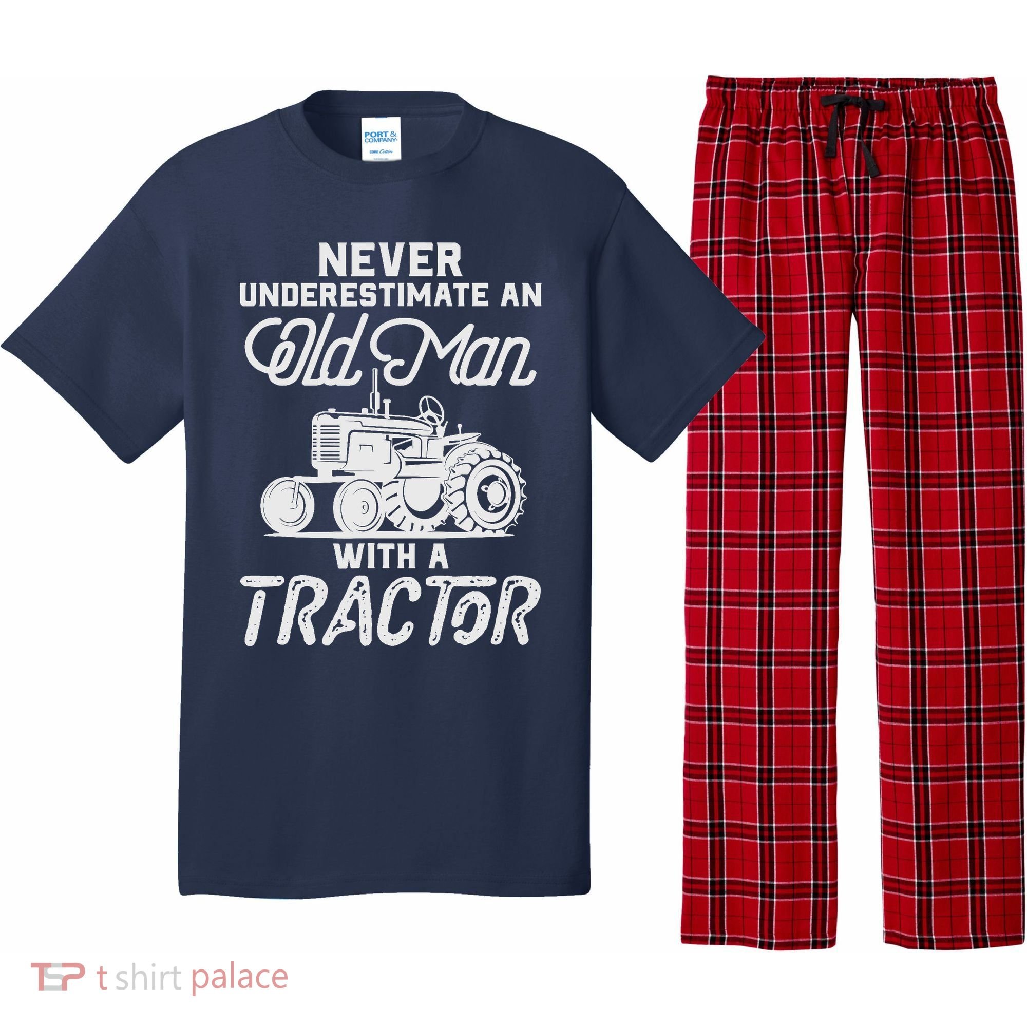Never Underestimate An Old Man With A Tractor - Funny Farmer Pajama Set