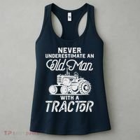 Never Underestimate An Old Man With A Tractor - Funny Farmer Women's Tank Top thumb 3