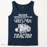 Never Underestimate An Old Man With A Tractor - Funny Farmer Tank Top thumb 2