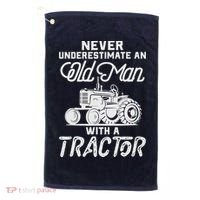 Never Underestimate An Old Man With A Tractor - Funny Farmer Golf Towel thumb 0