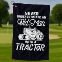 Never Underestimate An Old Man With A Tractor - Funny Farmer Golf Towel thumb 1