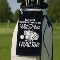 Never Underestimate An Old Man With A Tractor - Funny Farmer Golf Towel thumb 2