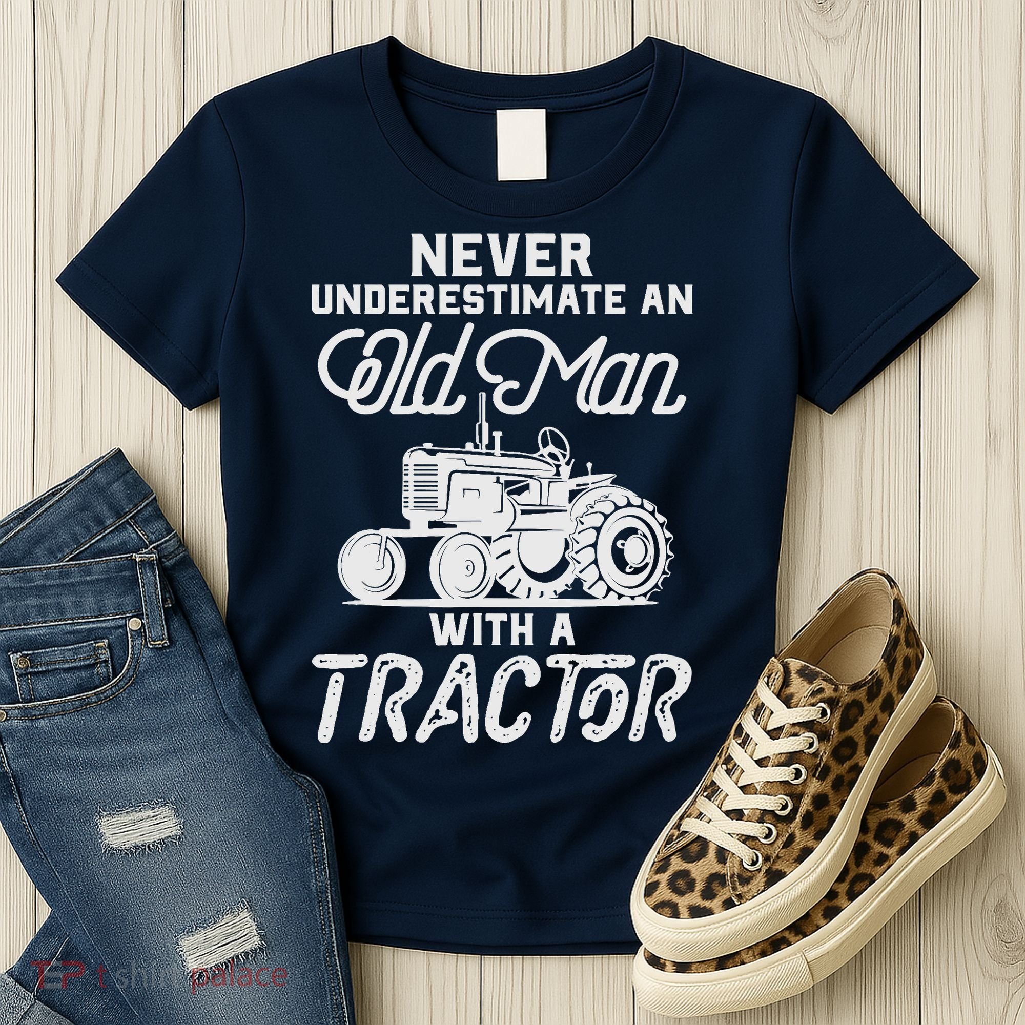 Never Underestimate An Old Man With A Tractor - Funny Farmer Women's T-Shirt
