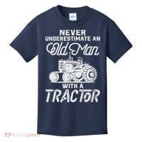 Never Underestimate An Old Man With A Tractor - Funny Farmer Kids T-Shirt thumb 0